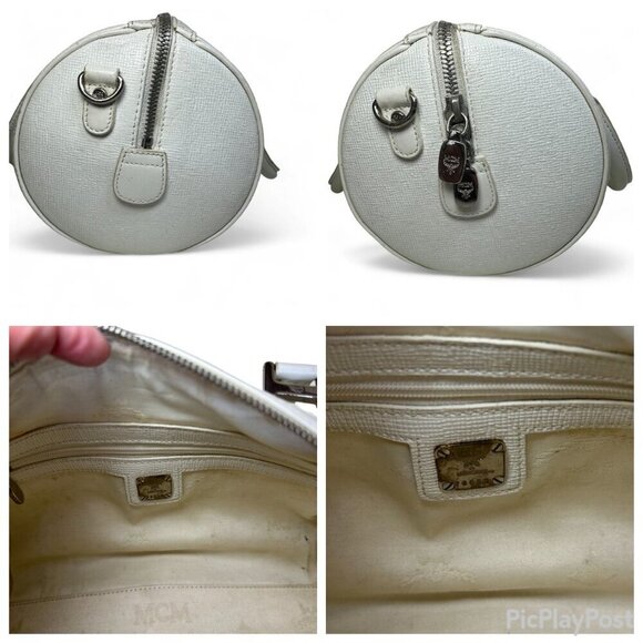 MCM White Leather Papillon Barrel Bag - Picture 11 of 15